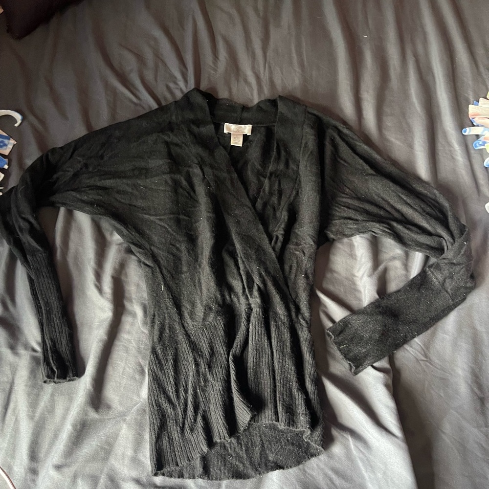 LOFT Black Wrap Blouse